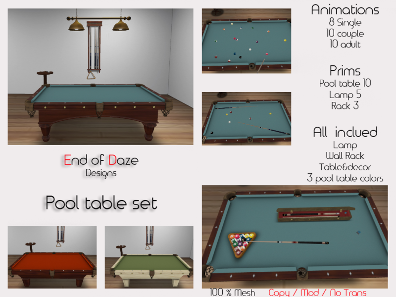 EoD pool Table set